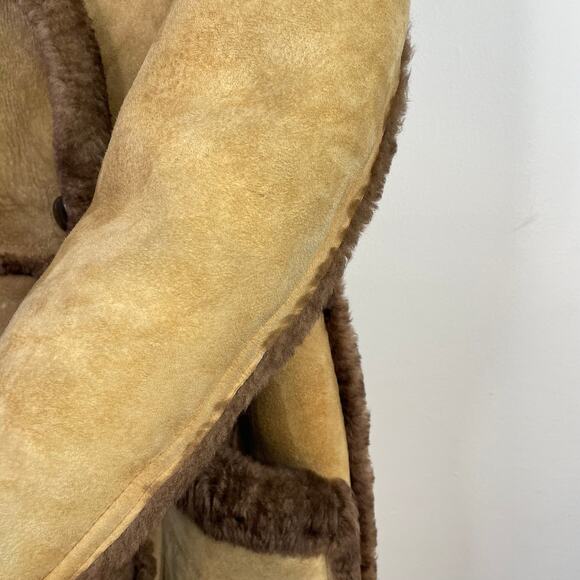 Vintage Bermans Sheepskin Leather Shearling Western Fargo Rancher Coat Women 12 - Picture 14 of 17